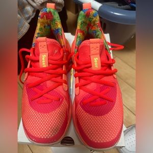 Used- worn- 4Y- Under Armour Curry 7 Sour Patch Kids Peach